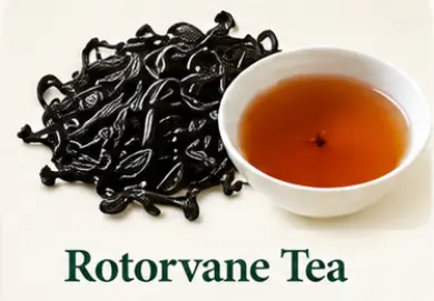 Rotorvane Tea: processed tea leaves with a cup of Ceylon tea